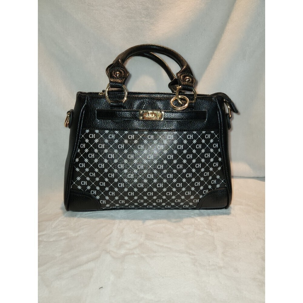 DANBURY Mint Black Initial Satchel Handbag, CH